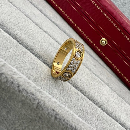 [Stellar Jewelry]LOVE 5.5MM FULL-PAVE 6-DIAMOND RING