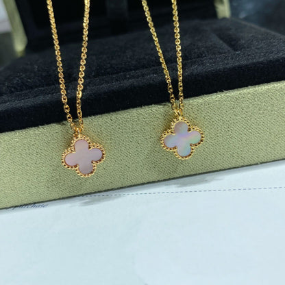 [Stellar Jewelry]CLOVER 15MM PINK MOTHER-OF-PEARL SINGLE FLOWER NECKLACE