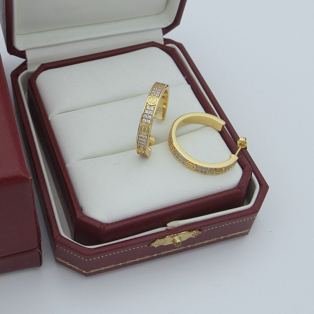 [Stellar Jewelry]LOVE EARRINGS 3.6MM DIAMOND PAVED