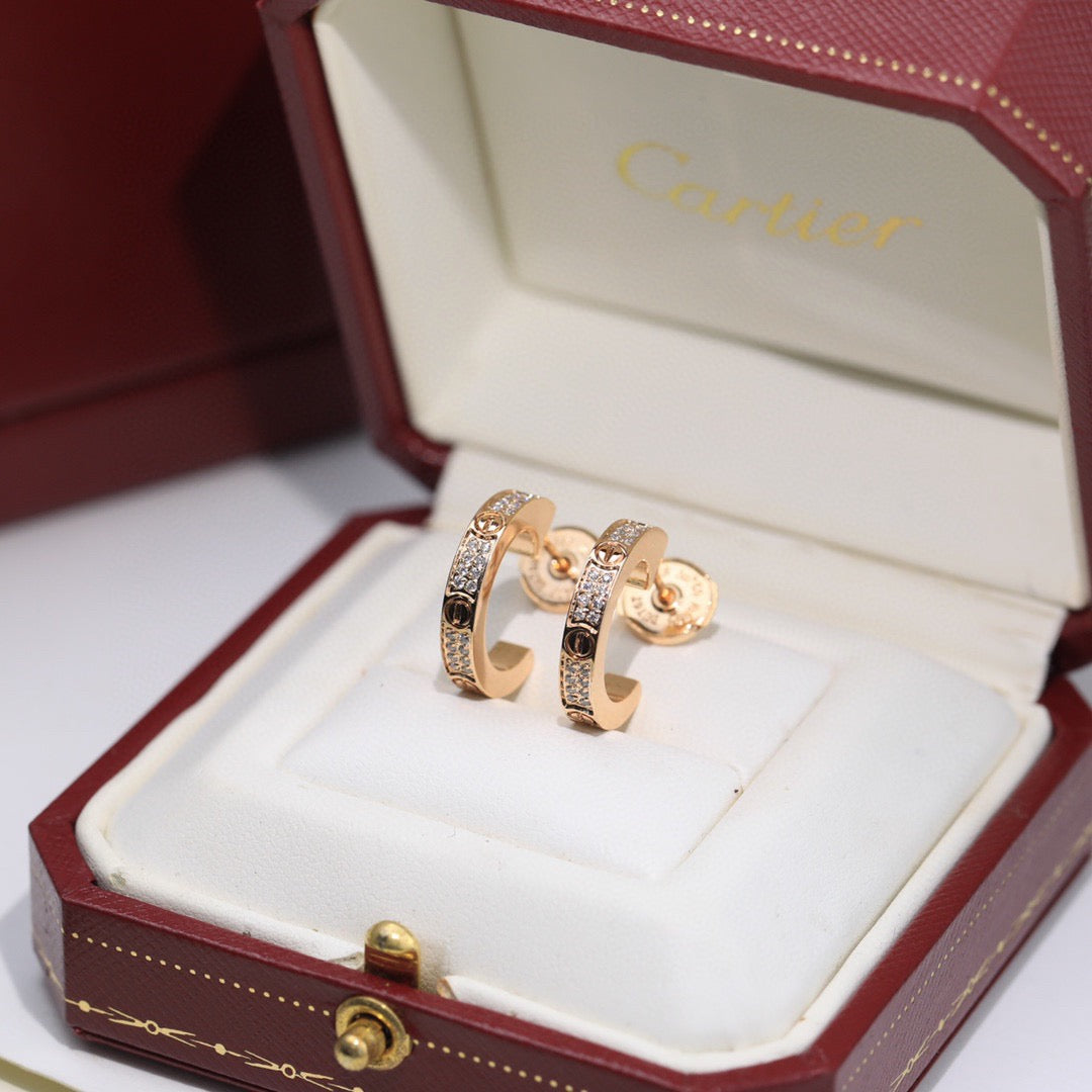 [Stellar Jewelry]LOVE 5.5MM DIAMOND PAVED EARRINGS
