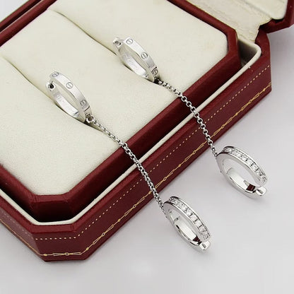 [Stellar Jewelry]LOVE 3.0MM HALF DIAMOND EARRINGS