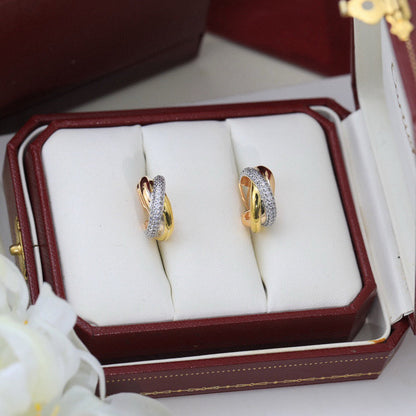 [Stellar Jewelry]TRINITY HALF DIAMOND  CLASSIC EARRINGS