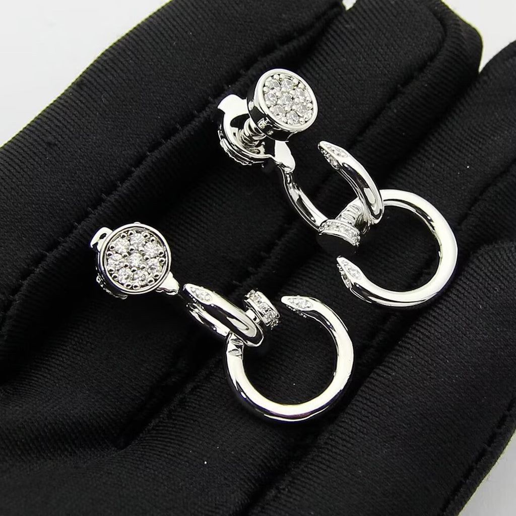 [Stellar Jewelry]JUSTE HALF DIAMOND DOUBLE EARRINGS