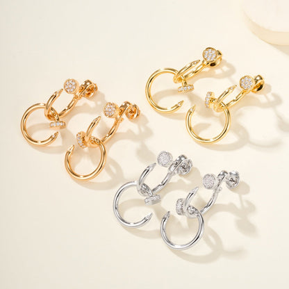 [Stellar Jewelry]JUSTE HALF DIAMOND DOUBLE EARRINGS