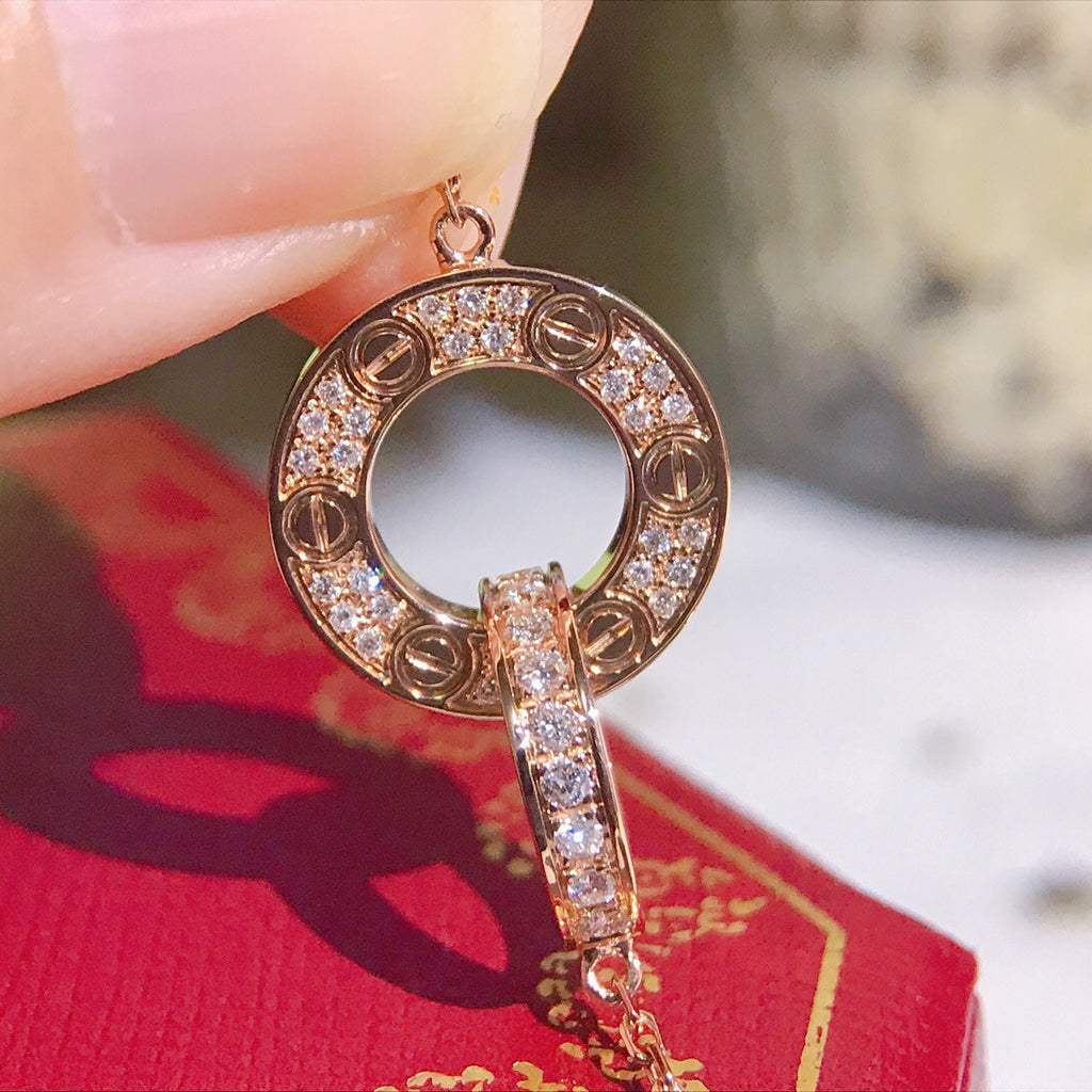 [Stellar Jewelry]LOVE  FULL DIAMOND PENDANT NECKLACE