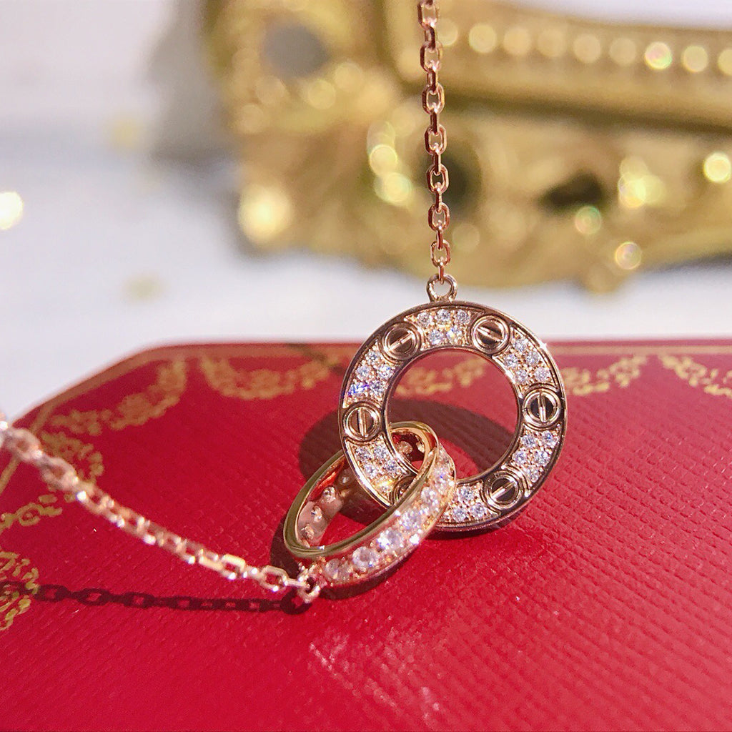[Stellar Jewelry]LOVE  FULL DIAMOND PENDANT NECKLACE