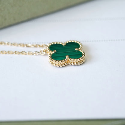 [Stellar Jewelry]CLOVER 15MM MALACHITE SINGLE FLOWER  NECKLACE