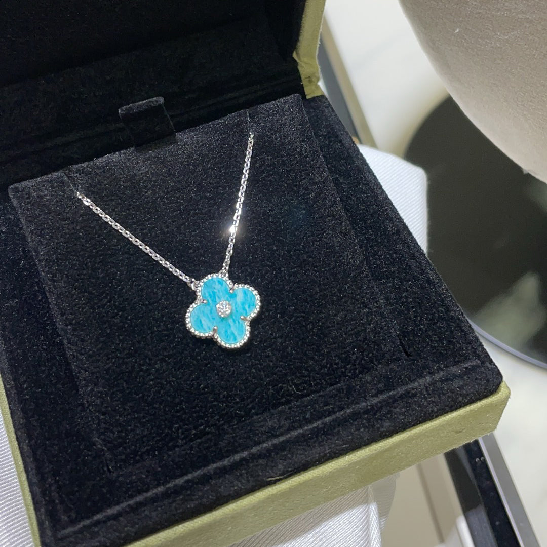 [Stellar Jewelry]CLOVER 15MM DIAMOND SVRES PORCELAIN  NECKLACE SILVER