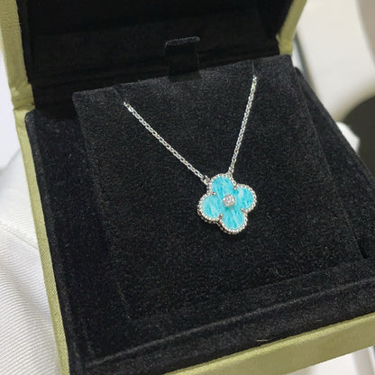 [Stellar Jewelry]CLOVER 15MM DIAMOND SVRES PORCELAIN  NECKLACE SILVER
