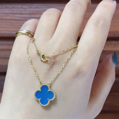 [Stellar Jewelry]CLOVER 15MM BLUE AGATE NECKLACE