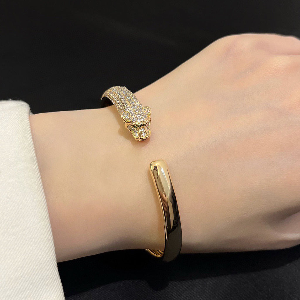 [Stellar Jewelry]PANTHERE HALF DIAMOND OPEN BRACELET