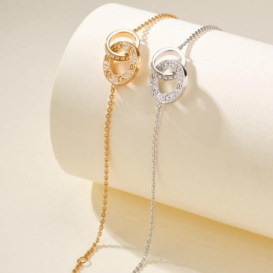 [Stellar Jewelry]LOVE DOUBLE RING FULL DIAMOND BRACELET