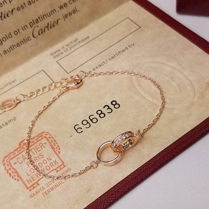 [Stellar Jewelry]LOVE DOUBLE RING HALF DIAMOND BRACELET