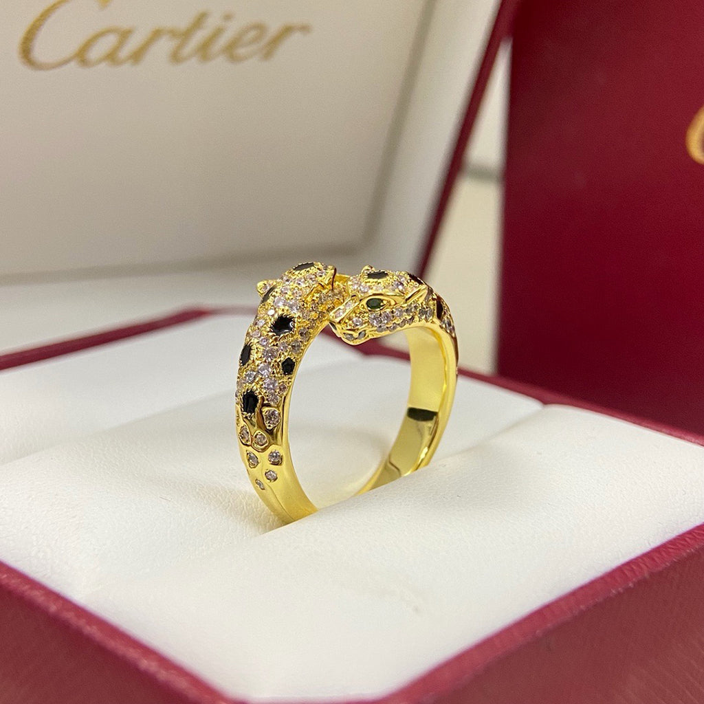 [Stellar Jewelry]PANTHERE DOUBLE HEADED FULL DIAMOND  RING