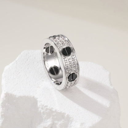 [Stellar Jewelry]LOVE RING 5.5MM DIAMONDS PAVED CERAMIC