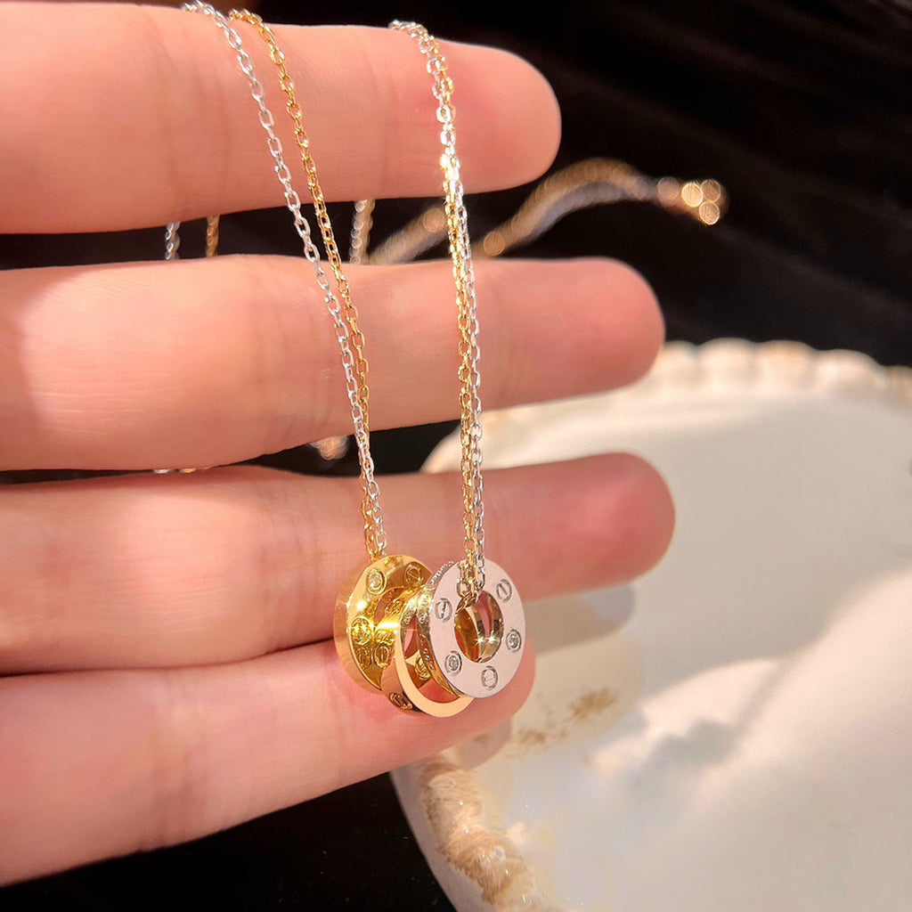 [Stellar Jewelry]LOVE 6 DIAMOND PENDANT NECKLACE