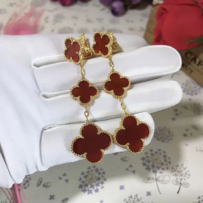 [Stellar Jewelry]CLOVER 3 MOTIF CARNELIAN DROP EARRINGS