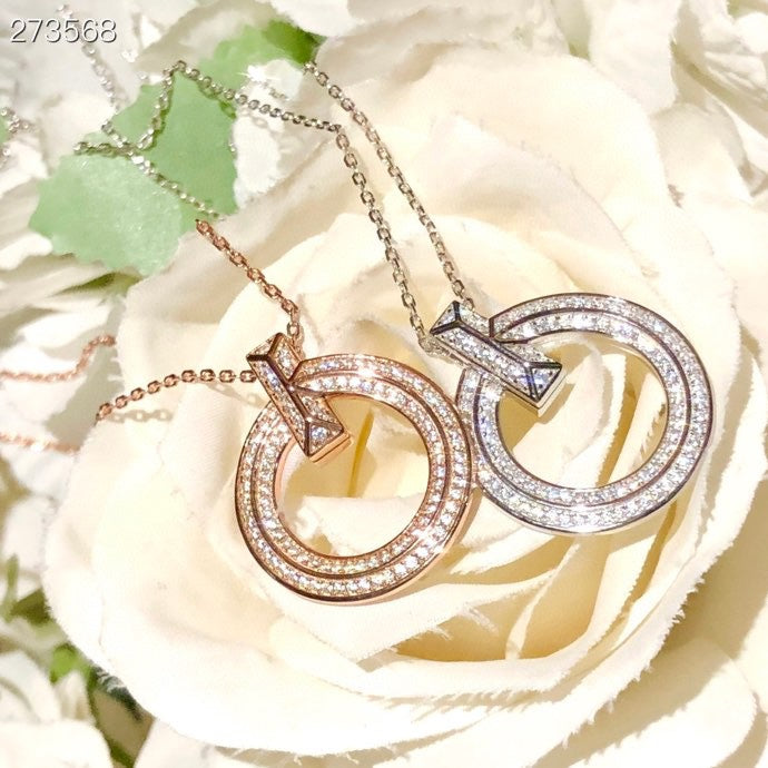 [Stellar jewels]T1 CIRCLE DIAMOND PAVED MEDIUM NECKLACE