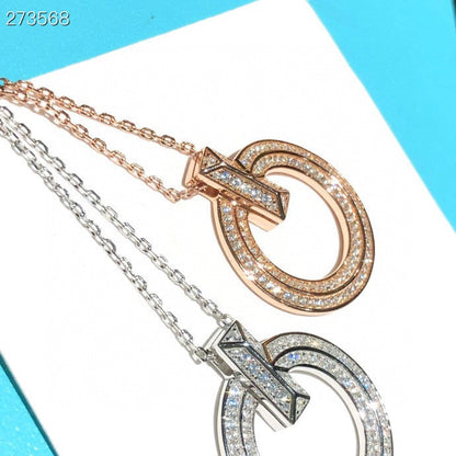 [Stellar jewels]T1 CIRCLE DIAMOND PAVED MEDIUM NECKLACE