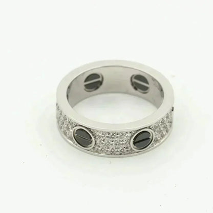 [Stellar Jewelry]LOVE RING 5.5MM DIAMONDS PAVED CERAMIC