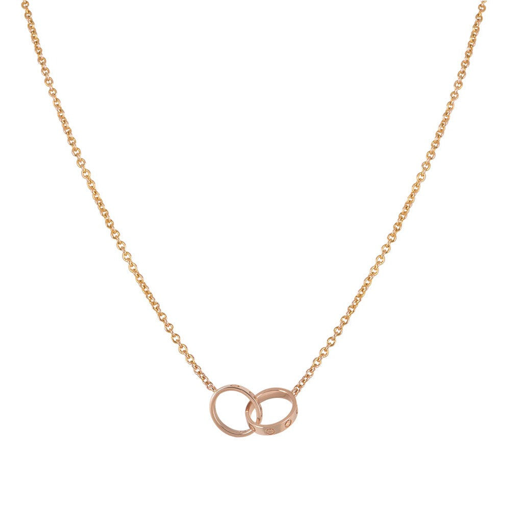 [Stellar Jewelry]LOVE NECKLACE DOUBLE RING PINK GOLD