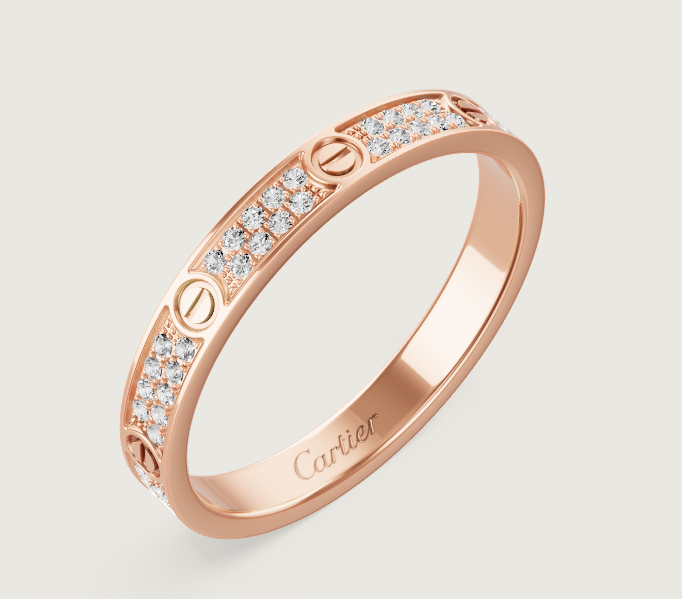 [Stellar Jewelry]LOVE RING 2.6mm-wide full-diamond ring Rose Gold