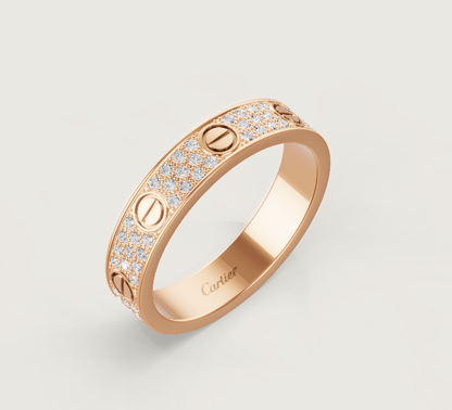[Stellar Jewelry]LOVE RING 4mm-wide full-diamond ring Rose Gold