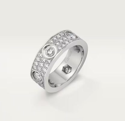 [Stellar Jewelry]LOVE RING 6.5MM Full Diamond, 6 Major Diamonds Silver