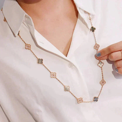 [Stellar Jewelry]CLOVER 20 MOTIFS DARK MOP DIAMOND  NECKLACE