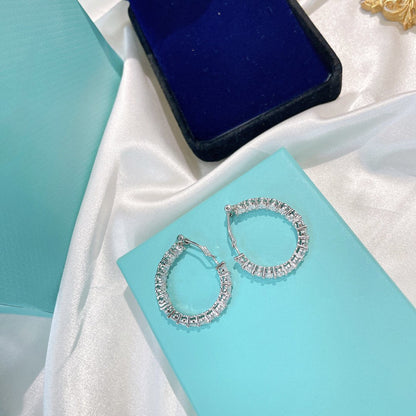 [Stellar jewels]SILVER DIAMOND HOOP EARRINGS