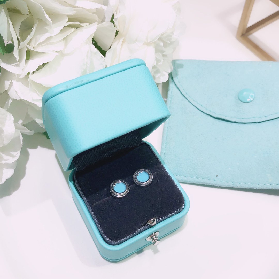 [Stellar jewels]TURQUOISE CIRCLE WHITE GOLD EARRINGS