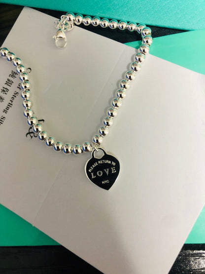 [Stellar jewels]LOVE TIFFANY RED HEART TAG BEAD BRACELET