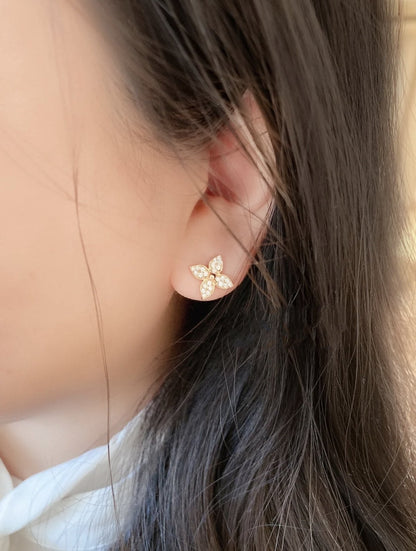 [Stellar Jewelry]STAR BLOSSOM STUD EARRINGS PINK GOLD DIAMONDS