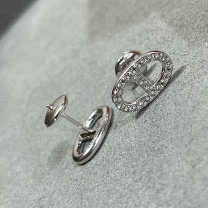 [Stellar Jewelry]HM FULL DIAMOND PIG NOSE STUD EARRINGS