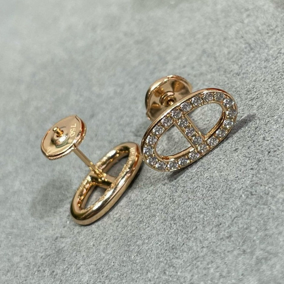 [Stellar Jewelry]HM FULL DIAMOND PIG NOSE STUD EARRINGS