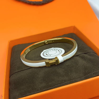 [Stellar Jewelry]CLASSIC HM CLIC WHITE 8MM ENAMEL BRACELET