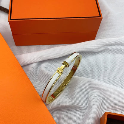 [Stellar Jewelry]CLASSIC HM CLIC WHITE 8MM ENAMEL BRACELET