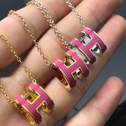 [Stellar Jewelry]H NECKLACE PINK
