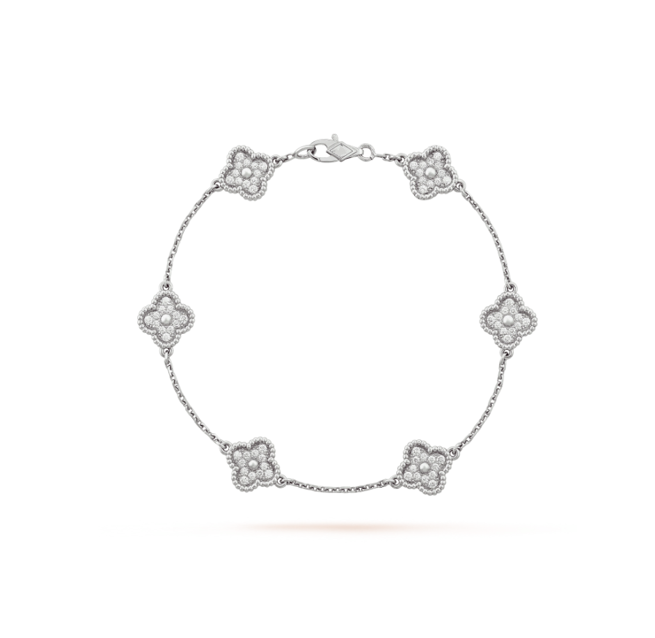 [Stellar Jewelry]CLOVER 6 MOTIF SILVER DIAMOND BRACELET