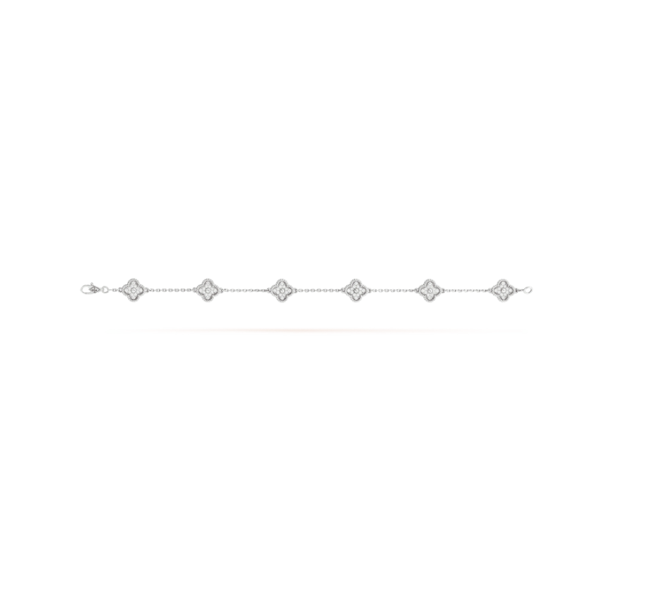 [Stellar Jewelry]CLOVER 6 MOTIF SILVER DIAMOND BRACELET
