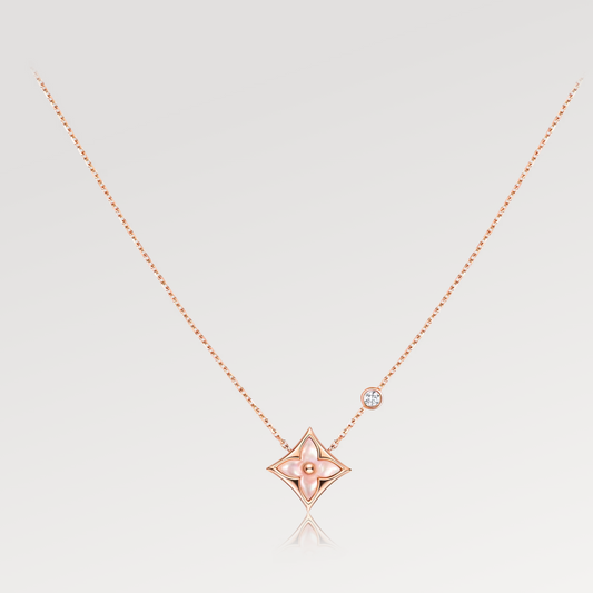 [Stellar Jewelry]STAR PINK MOP 1 DIAMOND PINK GOLD NECKLACE