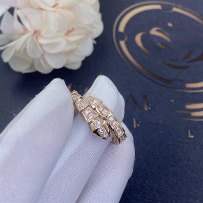 [Stellar Jewelry]SERPENTI RING PINK GOLD DIAMOND PAVED 4MM