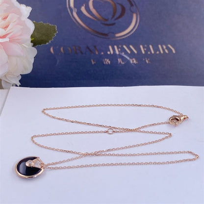 [Stellar Jewelry]AMULETTE ROSE GOLD ONYX NECKLACE