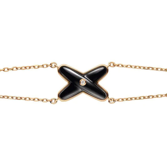 [Stellar Jewelry]JEUX BRACELET ONYX PINK GOLD 1 DIAMOND