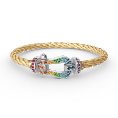 [Stellar Jewelry]FORC LARGE HORSESHOE  COLORED DIAMOND BRACELET SILVER