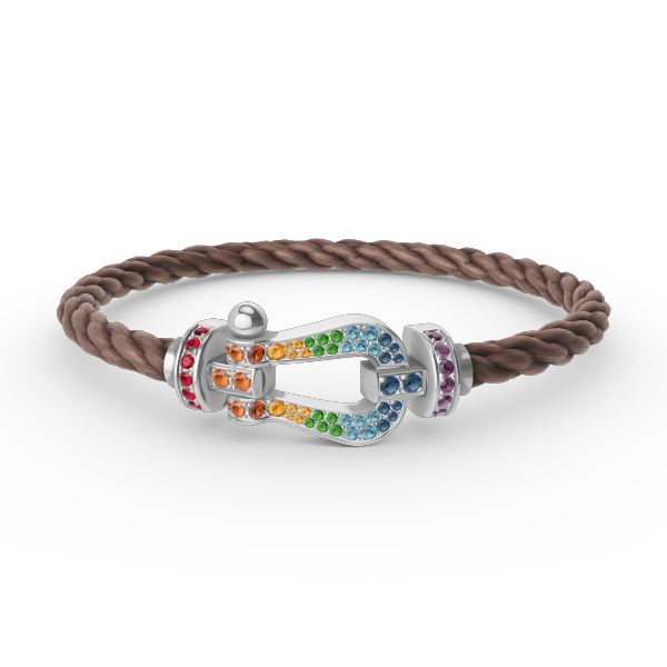 [Stellar Jewelry]FORC LARGE HORSESHOE  COLORED DIAMOND BRACELET SILVER