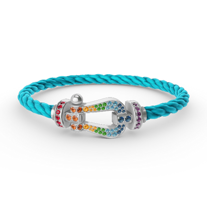 [Stellar Jewelry]FORC LARGE HORSESHOE  COLORED DIAMOND BRACELET SILVER