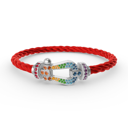 [Stellar Jewelry]FORC LARGE HORSESHOE  COLORED DIAMOND BRACELET SILVER