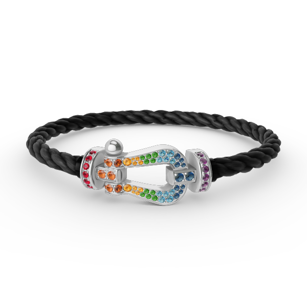 [Stellar Jewelry]FORC LARGE HORSESHOE  COLORED DIAMOND BRACELET SILVER
