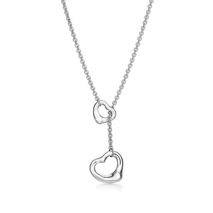 [Stellar jewels]OPEN HEART LARIAT NECKLACE SILVER